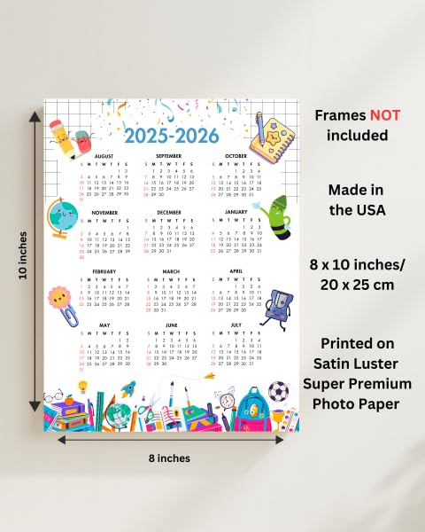 2025-2026 Academic Year One Page Colorful Calendar