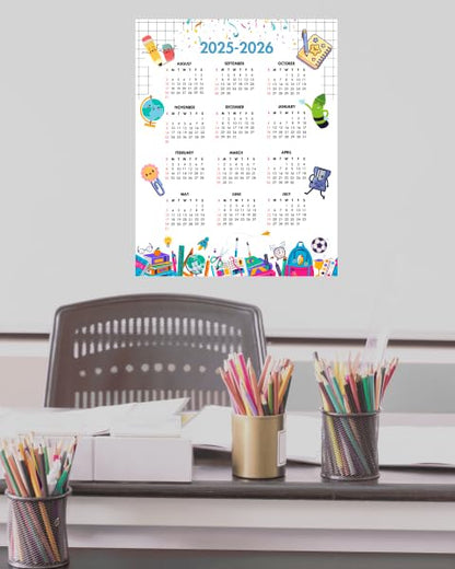 2025-2026 Academic Year One Page Colorful Calendar