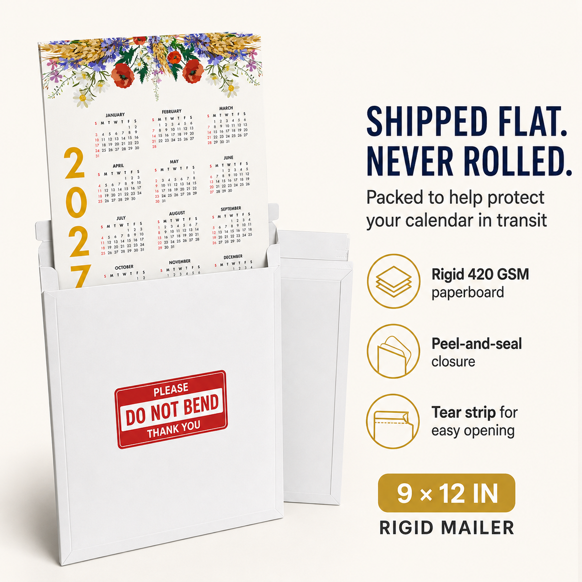 2027 Year at a Glance Wall Calendar – Bright Wild Flowers carousel image 2