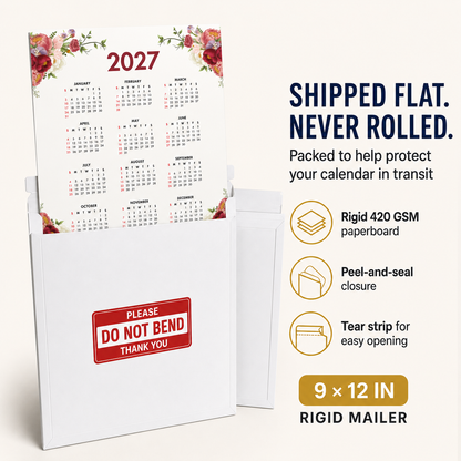 2027 Year at a Glance Wall Calendar – Red & Pink Flowers carousel image 3