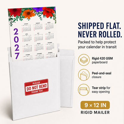 2027 Year at a Glance Wall Calendar – Bold Colorful Flowers carousel image 4