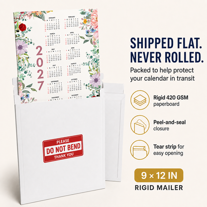 2027 Year at a Glance Wall Calendar – Colorful Blooming Flowers carousel image 3