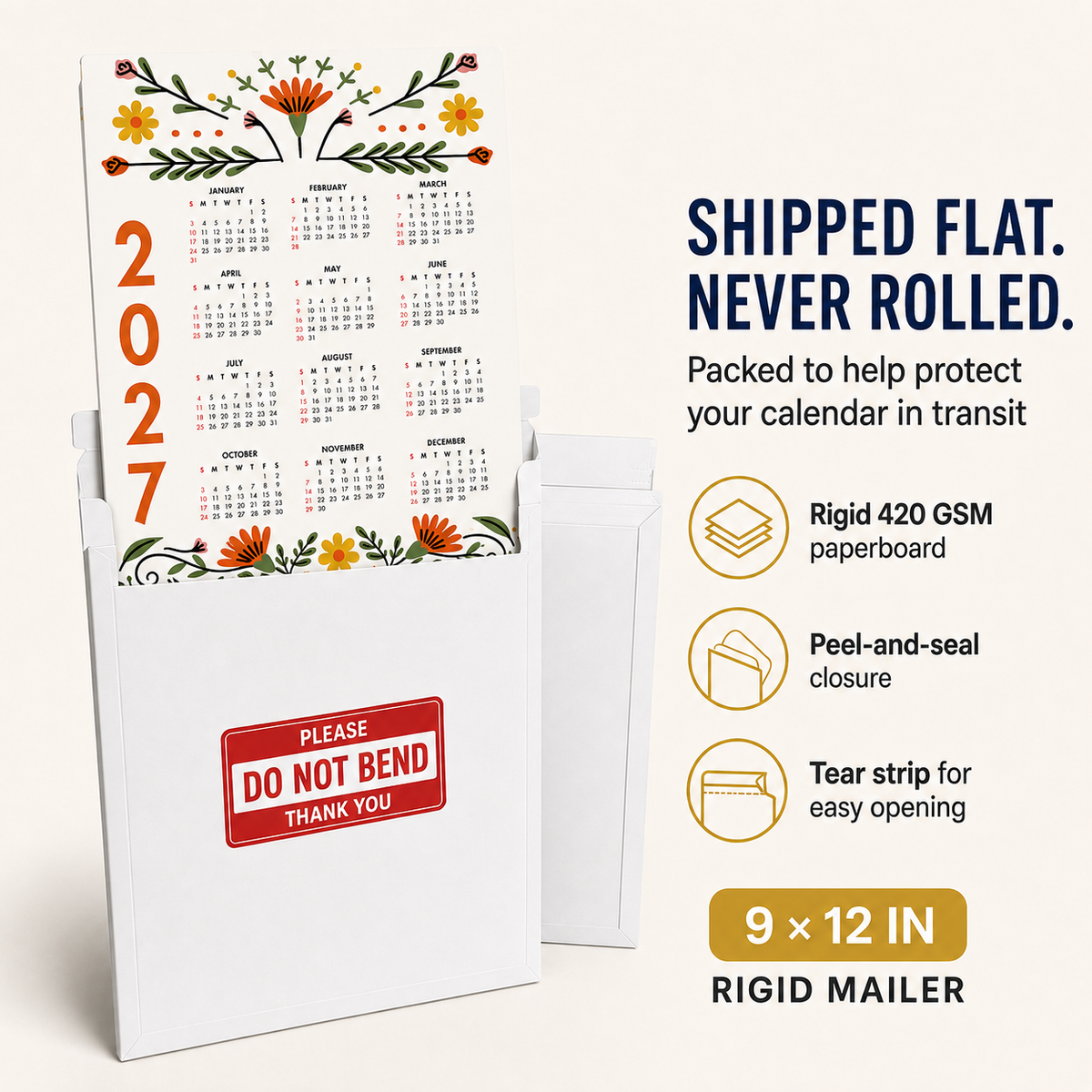 2027 Year at a Glance Wall Calendar – Modern Flowers carousel image 5