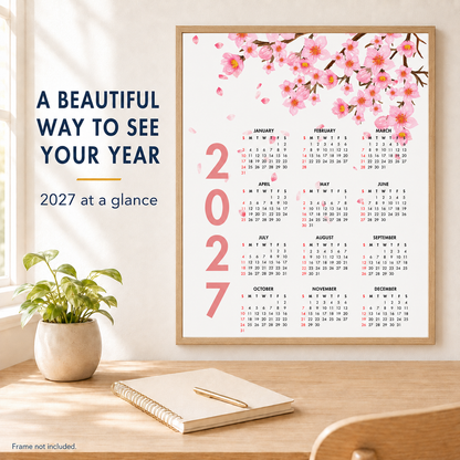2027 Year at a Glance Wall Calendar – Cherry Blossom carousel image 7