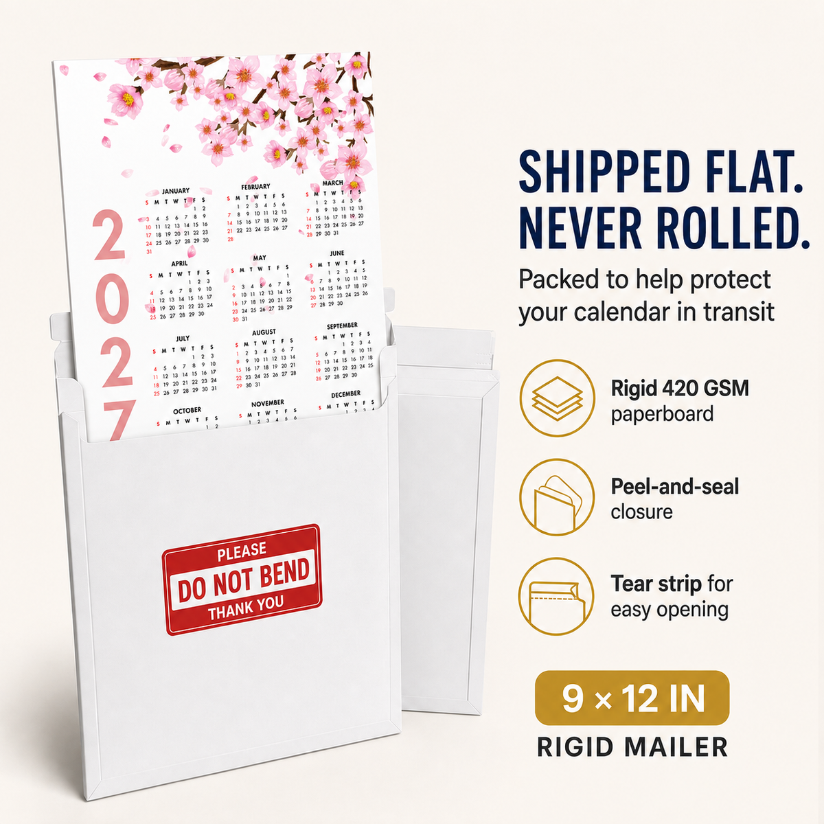 2027 Year at a Glance Wall Calendar – Cherry Blossom carousel image 2