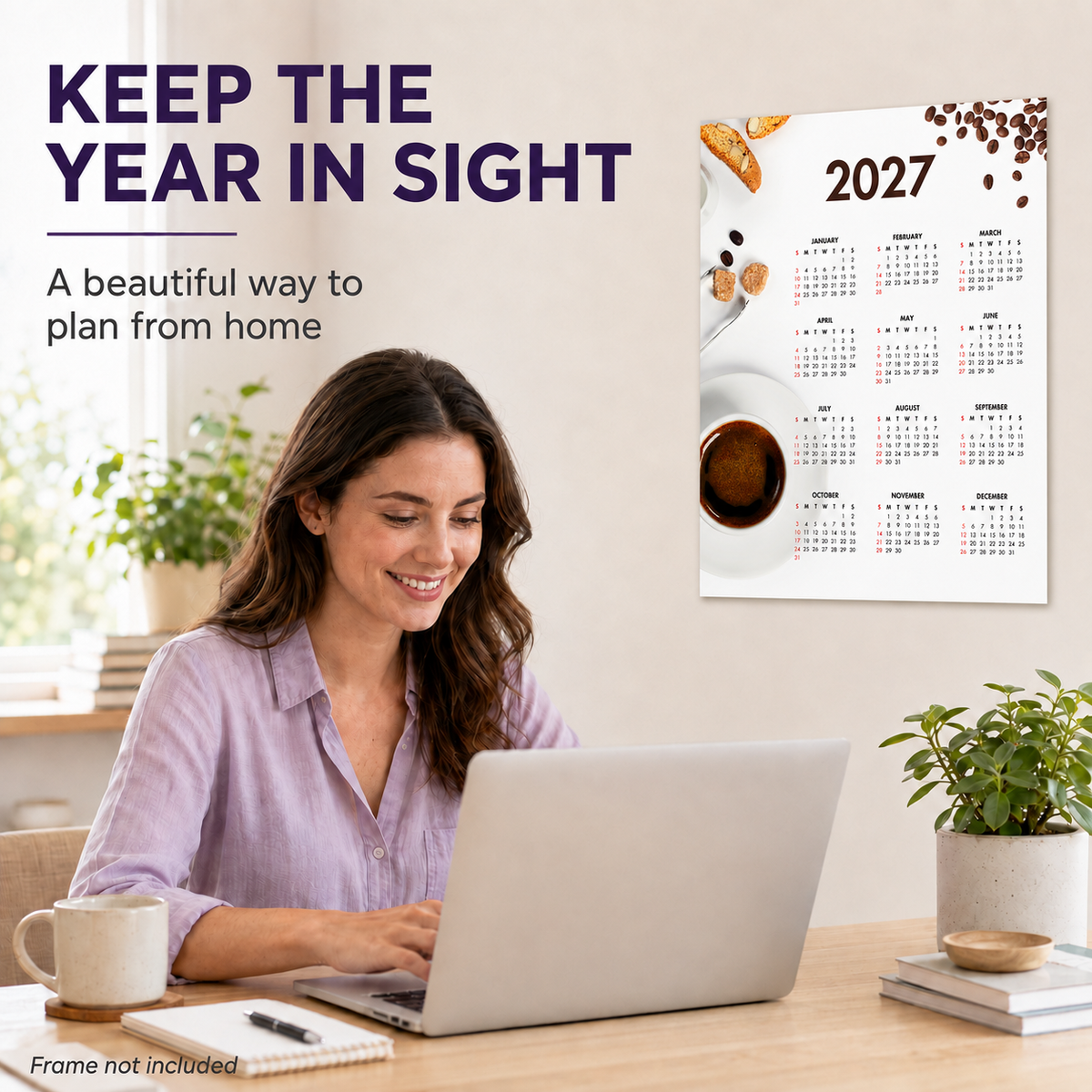 2027 Year at a Glance Wall Calendar – Coffee Lovers Espresso carousel image 5
