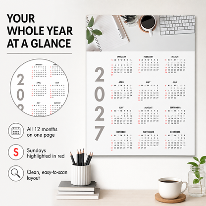 2027 Year at a Glance Wall Calendar – Desk Coffee & Workspace carousel image 7