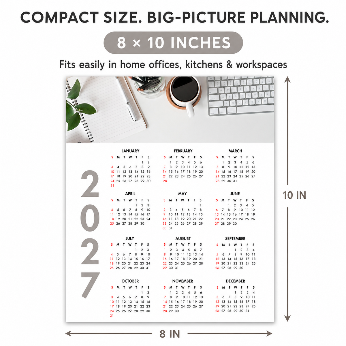2027 Year at a Glance Wall Calendar – Desk Coffee & Workspace carousel image 6