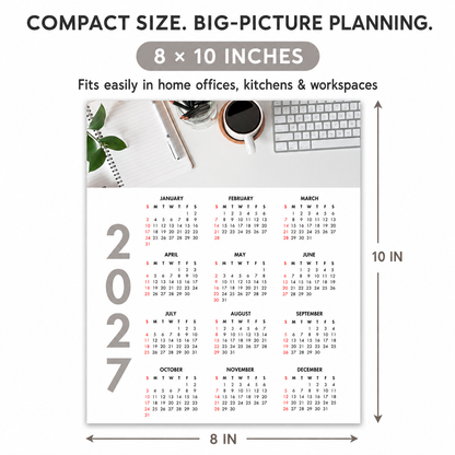 2027 Year at a Glance Wall Calendar – Desk Coffee & Workspace carousel image 6