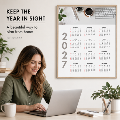 2027 Year at a Glance Wall Calendar – Desk Coffee & Workspace carousel image 4