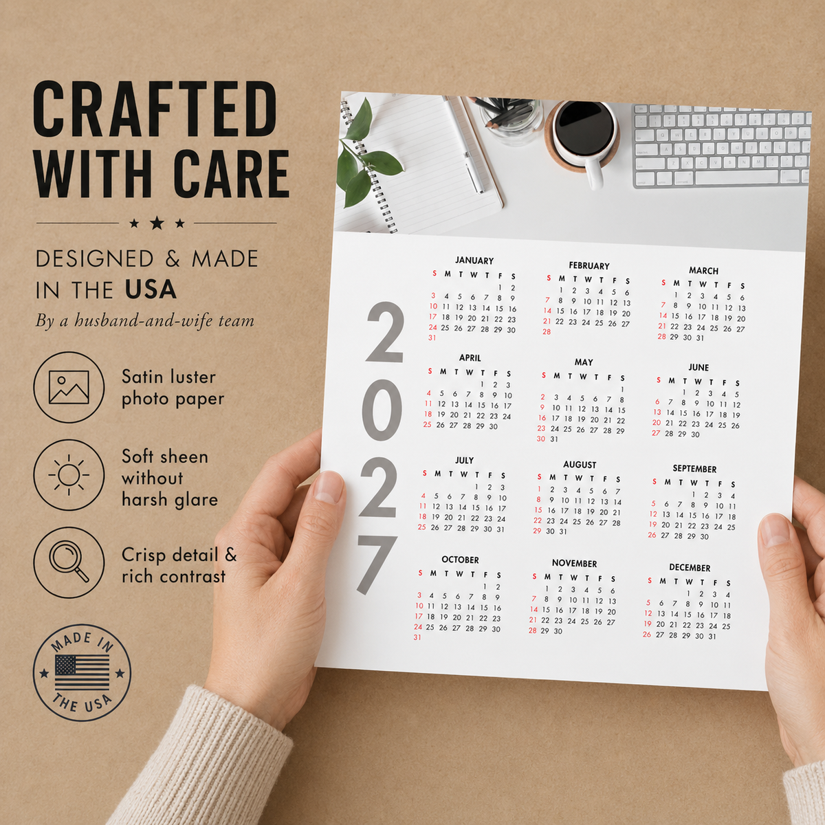 2027 Year at a Glance Wall Calendar – Desk Coffee & Workspace carousel image 5