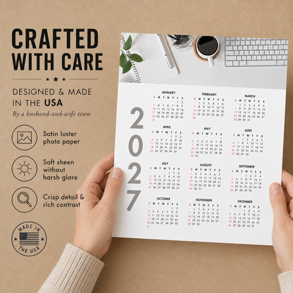 2027 Year at a Glance Wall Calendar – Desk Coffee & Workspace carousel image 5