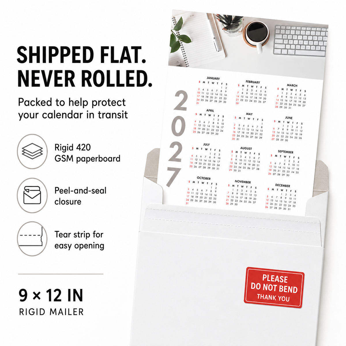 2027 Year at a Glance Wall Calendar – Desk Coffee & Workspace carousel image 3