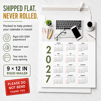 2027 Year at a Glance Wall Calendar – Laptop Coffee & Smartphone carousel image 2