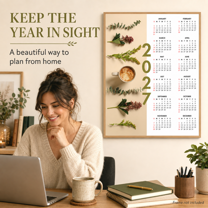2027 Year at a Glance Wall Calendar – Latte & Eucalyptus carousel image 4