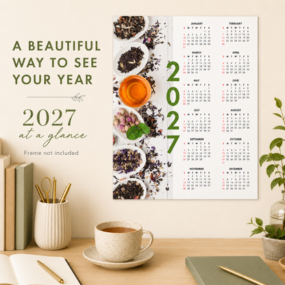 2027 Year at a Glance Wall Calendar – Loose Leaf Tea Collection carousel image 7