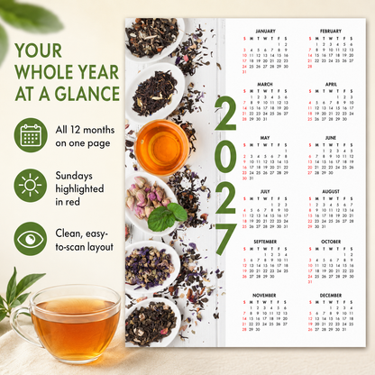 2027 Year at a Glance Wall Calendar – Loose Leaf Tea Collection carousel image 5