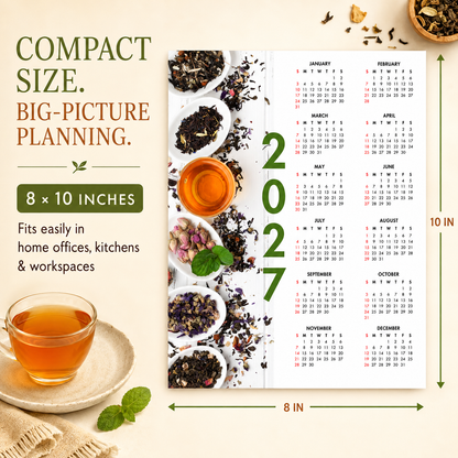 2027 Year at a Glance Wall Calendar – Loose Leaf Tea Collection carousel image 3