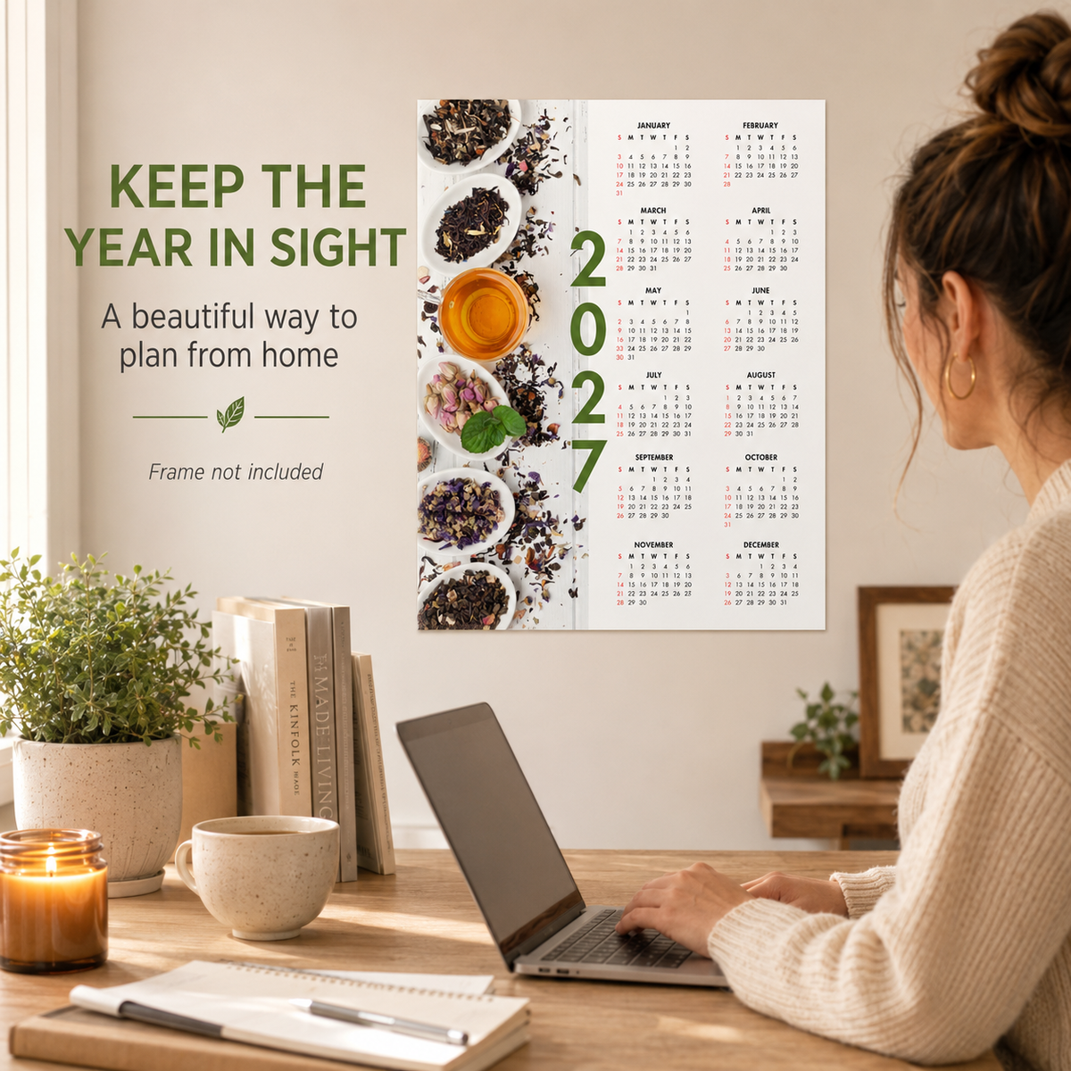 2027 Year at a Glance Wall Calendar – Loose Leaf Tea Collection carousel image 4