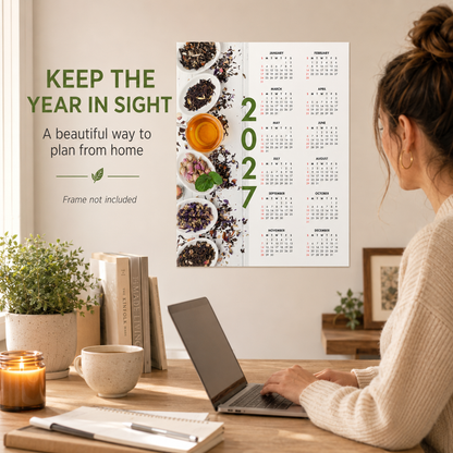 2027 Year at a Glance Wall Calendar – Loose Leaf Tea Collection carousel image 4