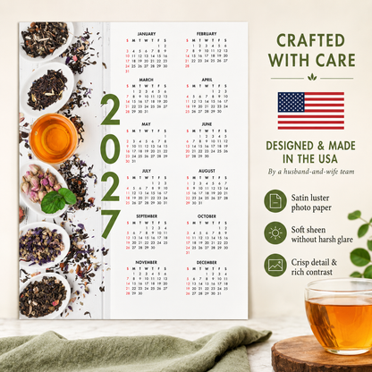 2027 Year at a Glance Wall Calendar – Loose Leaf Tea Collection carousel image 6