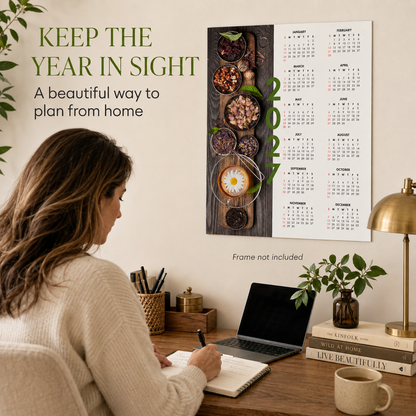 2027 Year at a Glance Wall Calendar – Chamomile & Herbal Tea carousel image 3