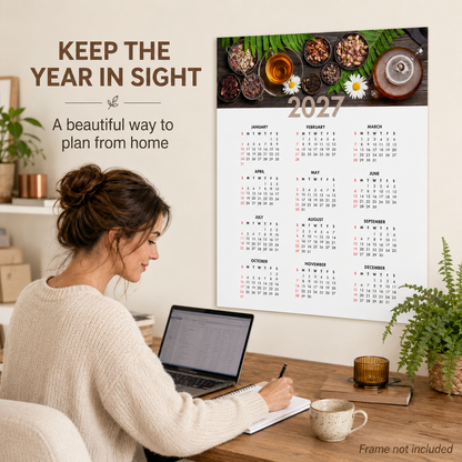 2027 Year at a Glance Wall Calendar – Herbal Tea & Daisies carousel image 6