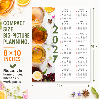 2027 Year at a Glance Wall Calendar – Tea Infusions carousel image 5