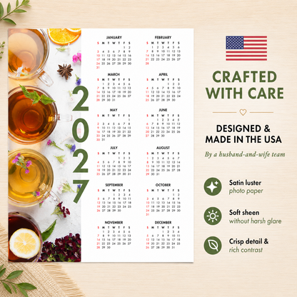 2027 Year at a Glance Wall Calendar – Tea Infusions carousel image 7