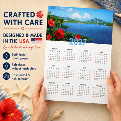 2027 Year at a Glance Wall Calendar – Tropical Bay & Hibiscus carousel image 3
