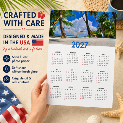 2027 Year at a Glance Wall Calendar – Palm Trees & Hammock carousel image 3