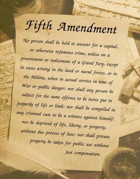 Fifth Amendment - Grand Jury, Double Jeopardy, Due Process Vintage Poster