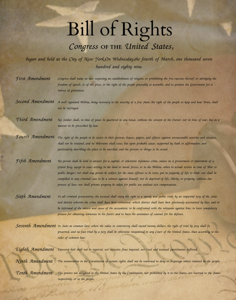 United States Bill of Rights Vintage Poster