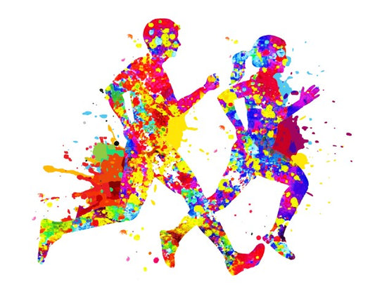 Colorful Couple Running Wall Art